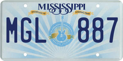 MS license plate MGL887