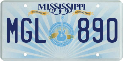 MS license plate MGL890