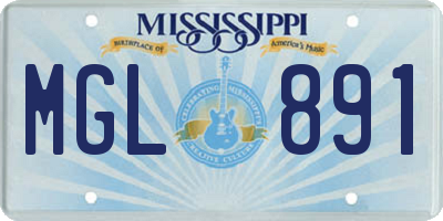 MS license plate MGL891
