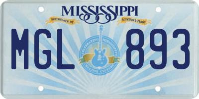 MS license plate MGL893