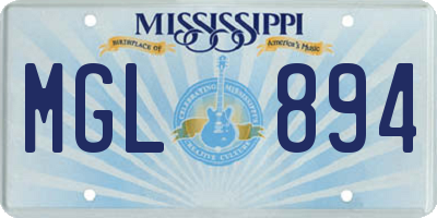 MS license plate MGL894