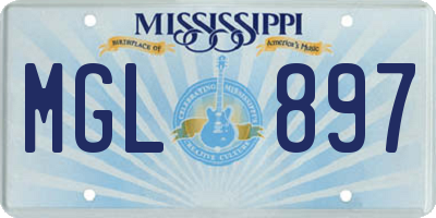 MS license plate MGL897