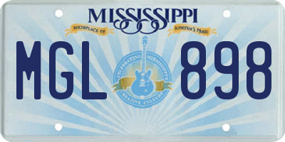 MS license plate MGL898