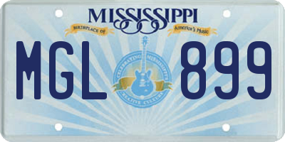 MS license plate MGL899