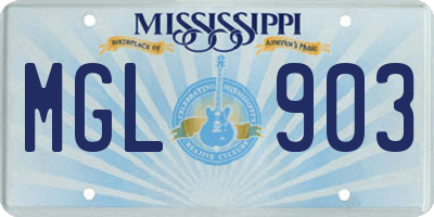 MS license plate MGL903