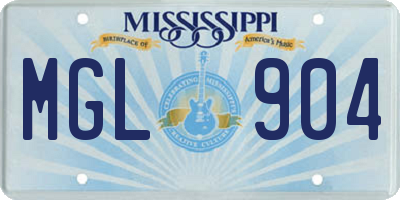 MS license plate MGL904