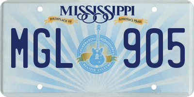 MS license plate MGL905
