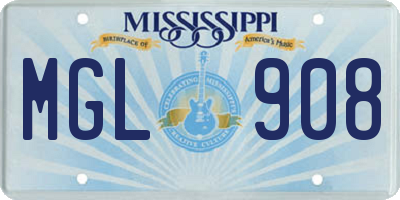 MS license plate MGL908