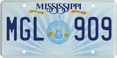 MS license plate MGL909