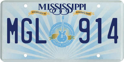 MS license plate MGL914