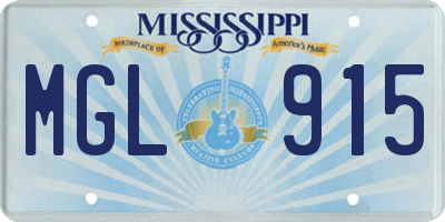 MS license plate MGL915