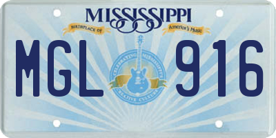 MS license plate MGL916