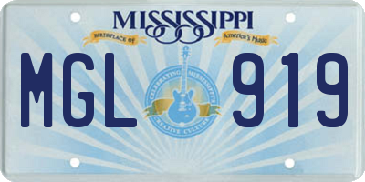 MS license plate MGL919