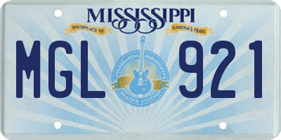 MS license plate MGL921
