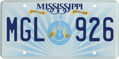 MS license plate MGL926