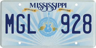 MS license plate MGL928