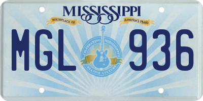 MS license plate MGL936