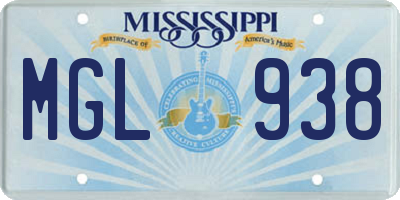 MS license plate MGL938