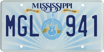MS license plate MGL941