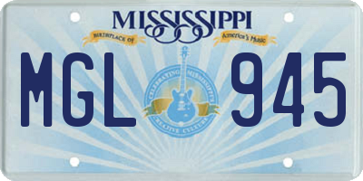 MS license plate MGL945