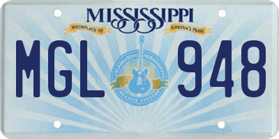 MS license plate MGL948