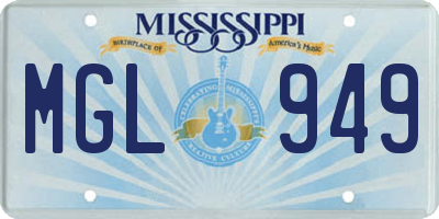 MS license plate MGL949