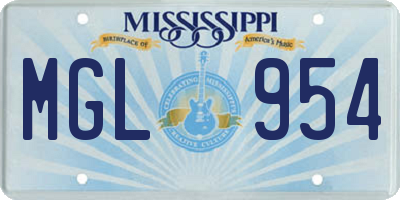 MS license plate MGL954