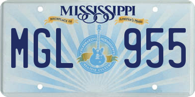 MS license plate MGL955