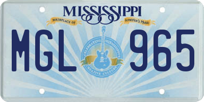 MS license plate MGL965