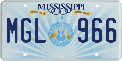 MS license plate MGL966