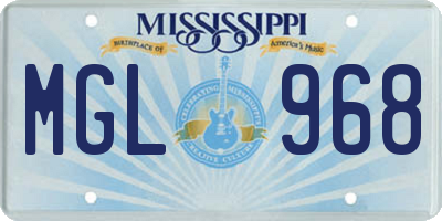 MS license plate MGL968