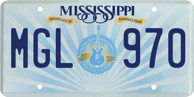 MS license plate MGL970