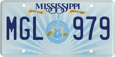 MS license plate MGL979