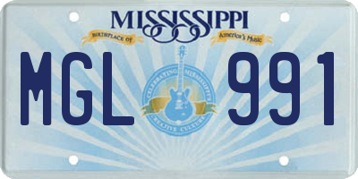 MS license plate MGL991