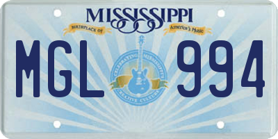 MS license plate MGL994