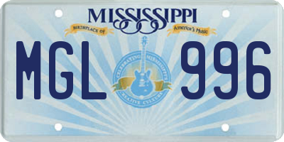 MS license plate MGL996