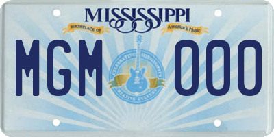 MS license plate MGM000