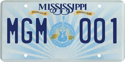 MS license plate MGM001