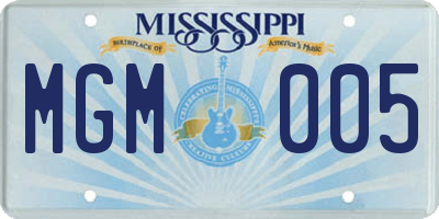 MS license plate MGM005