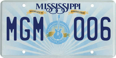 MS license plate MGM006