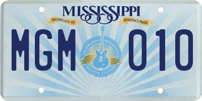MS license plate MGM010