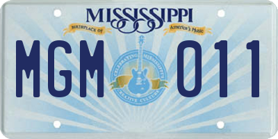 MS license plate MGM011