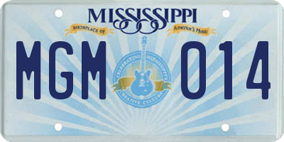 MS license plate MGM014