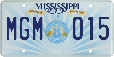 MS license plate MGM015