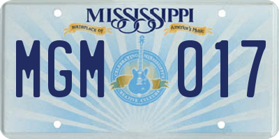 MS license plate MGM017
