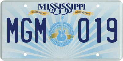 MS license plate MGM019