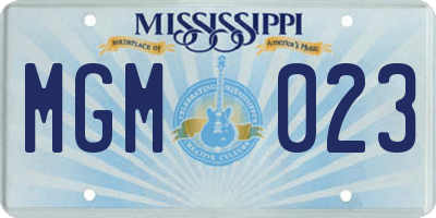 MS license plate MGM023