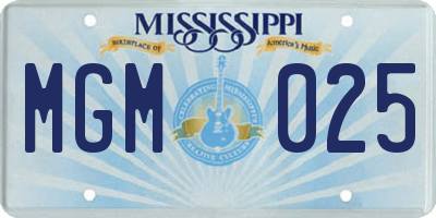 MS license plate MGM025
