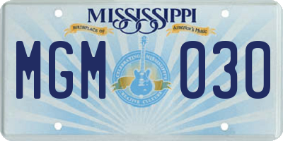 MS license plate MGM030
