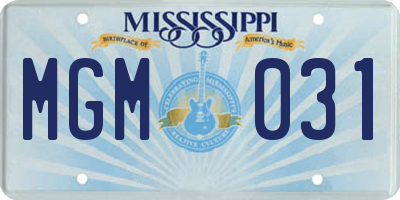 MS license plate MGM031